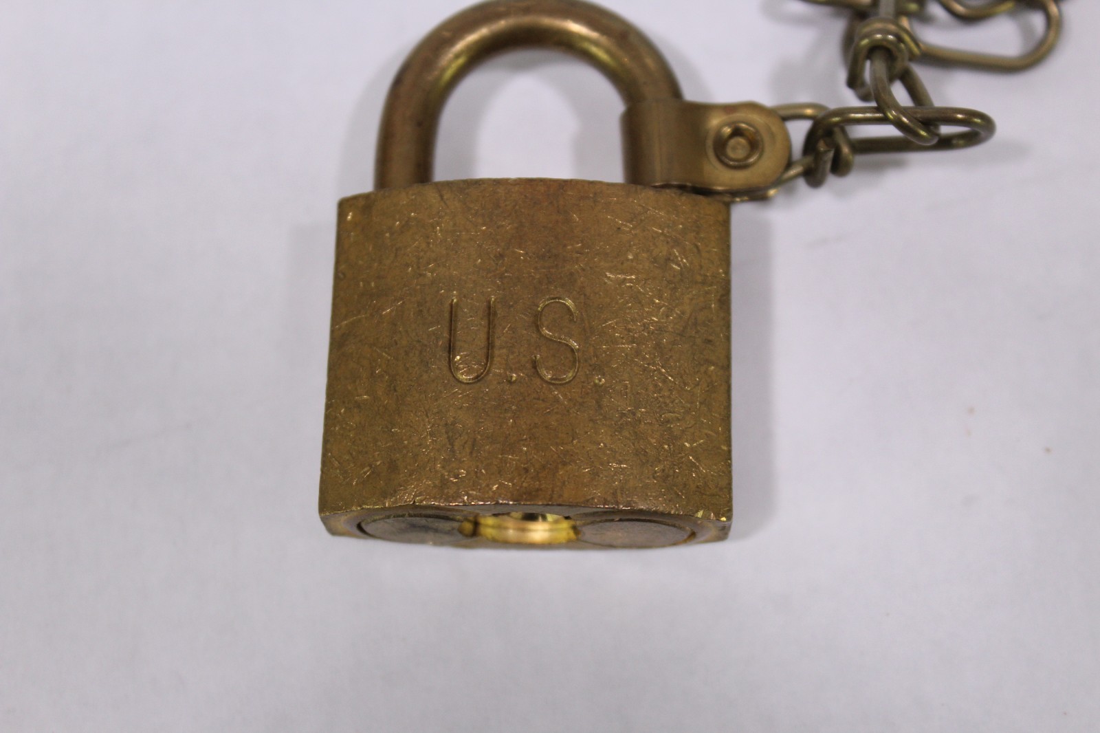 American Lock Company Collectible Brass Chain Padlock With 2 Keys