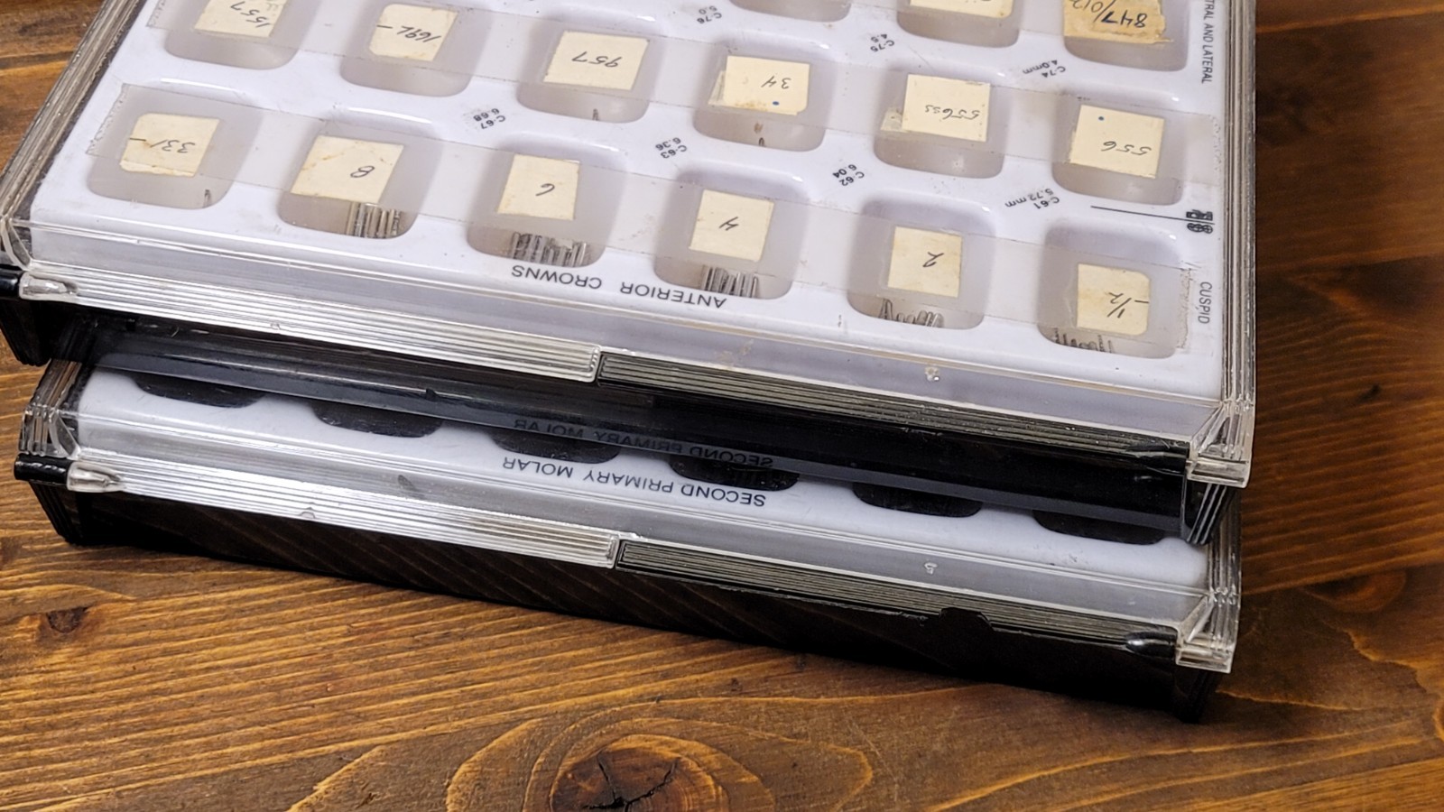 2 Dentistry Organizer Boxes Containing a Variety of Drill Bits