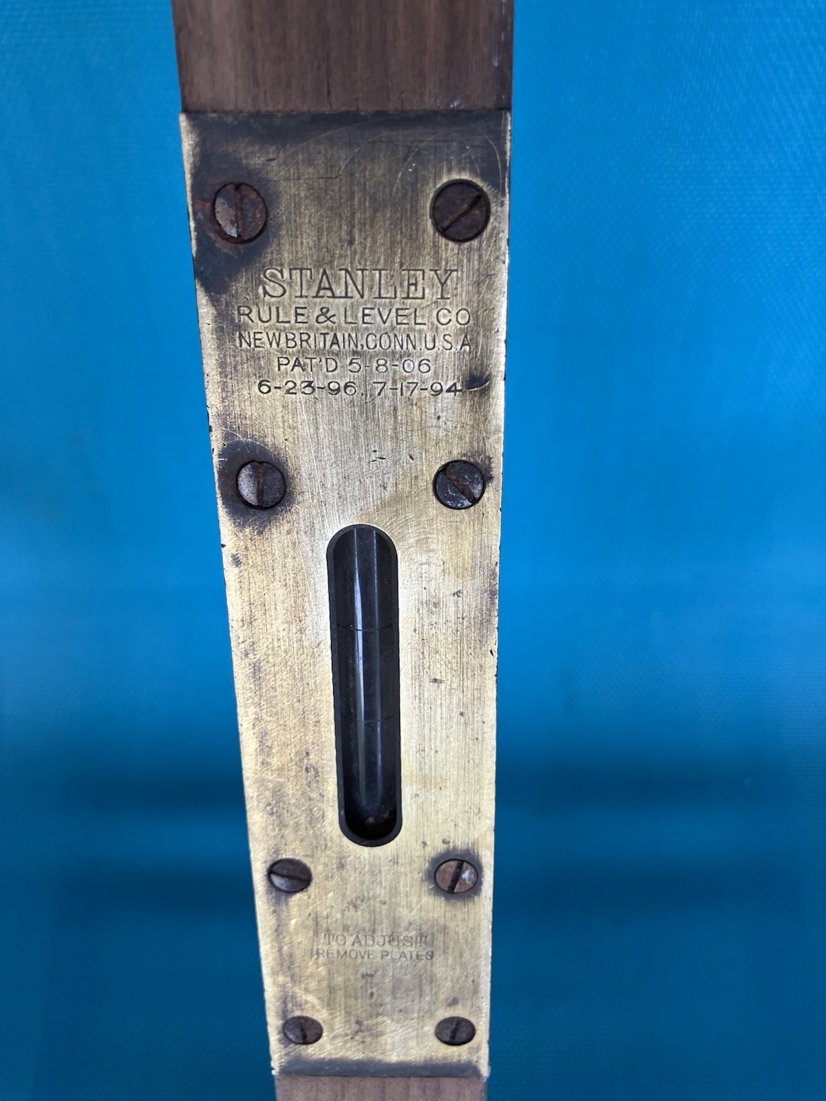 Vintage 1895 STANLEY RULE and LEVEL Wooden Brass Carpenter Tool 30”