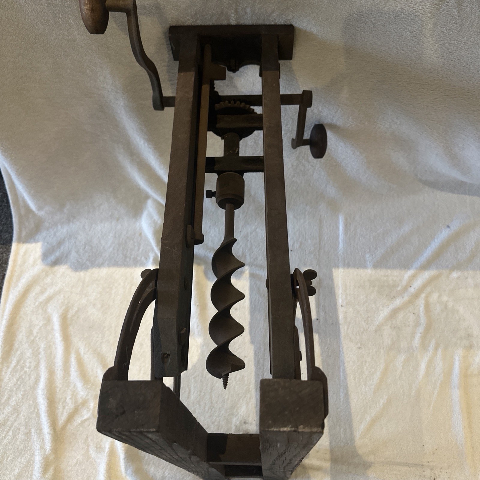 Antique Vintage Foldable James Swan Co Boring Machine-Barn Beam Drill – See Desc