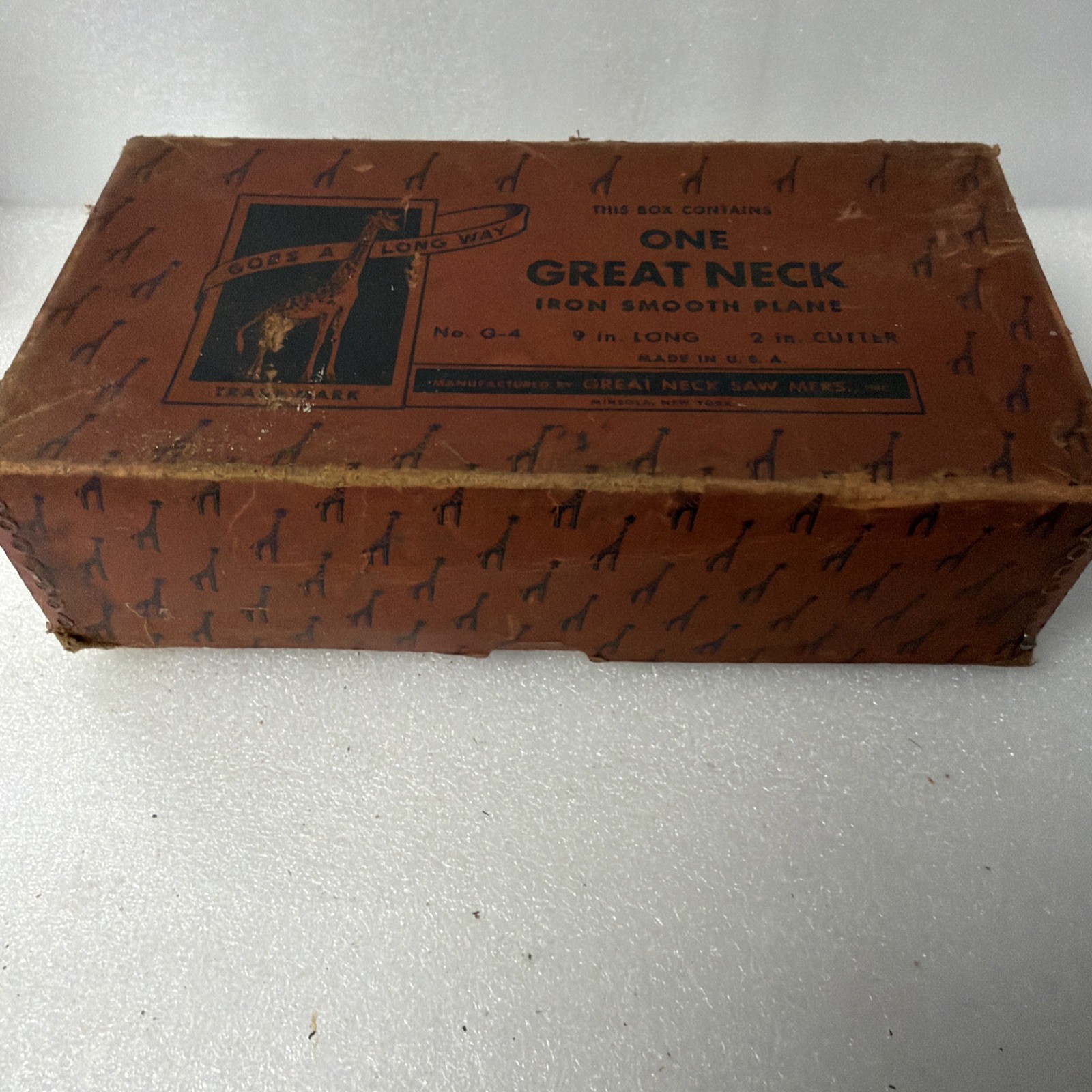 Vintage Great Neck G-4 Carpenter’s Wood Plane Hand Held USA In Box