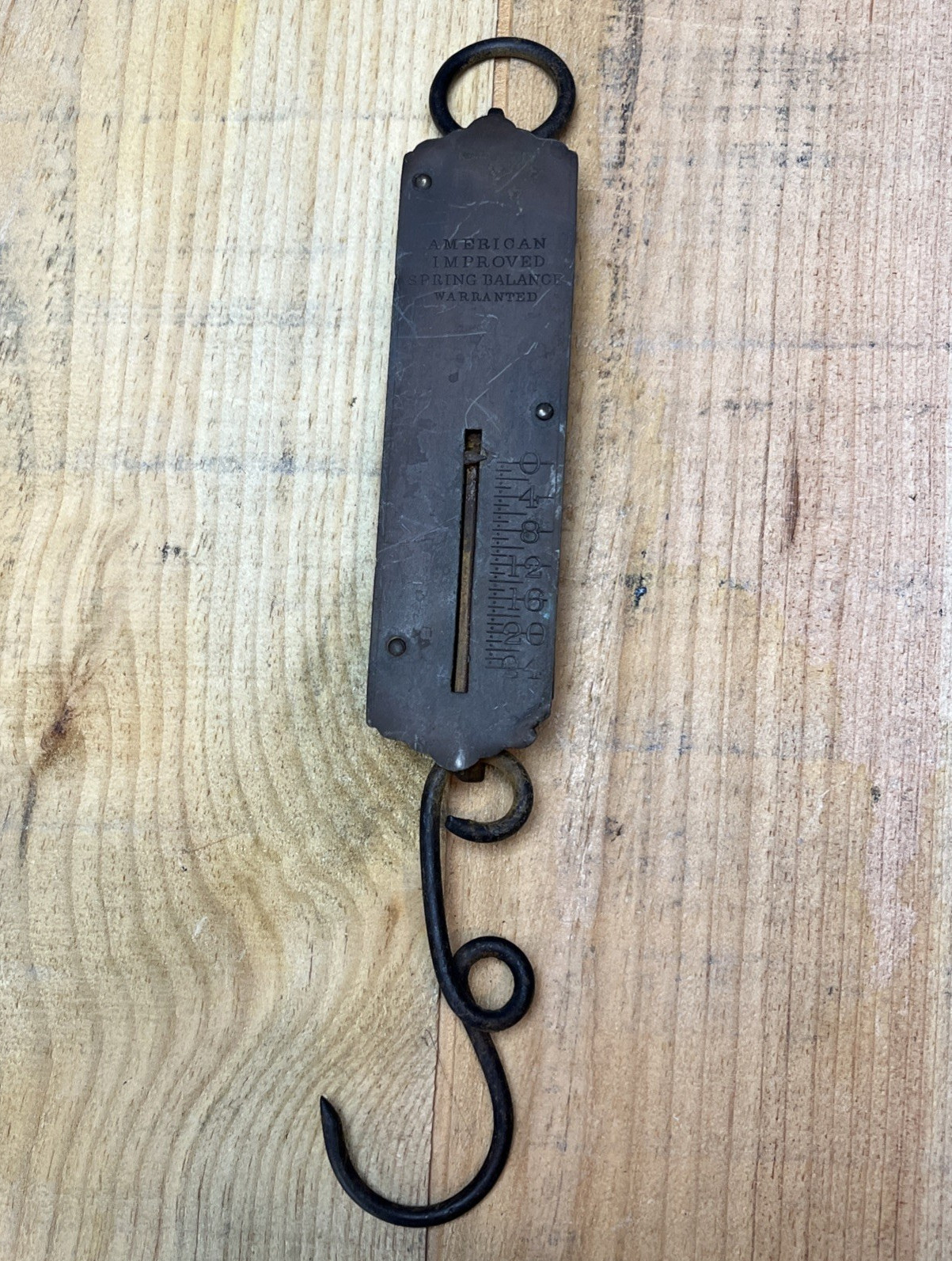 Vintage American Improved Spring Balance Brass Scale 24lb Rustic Home Decor