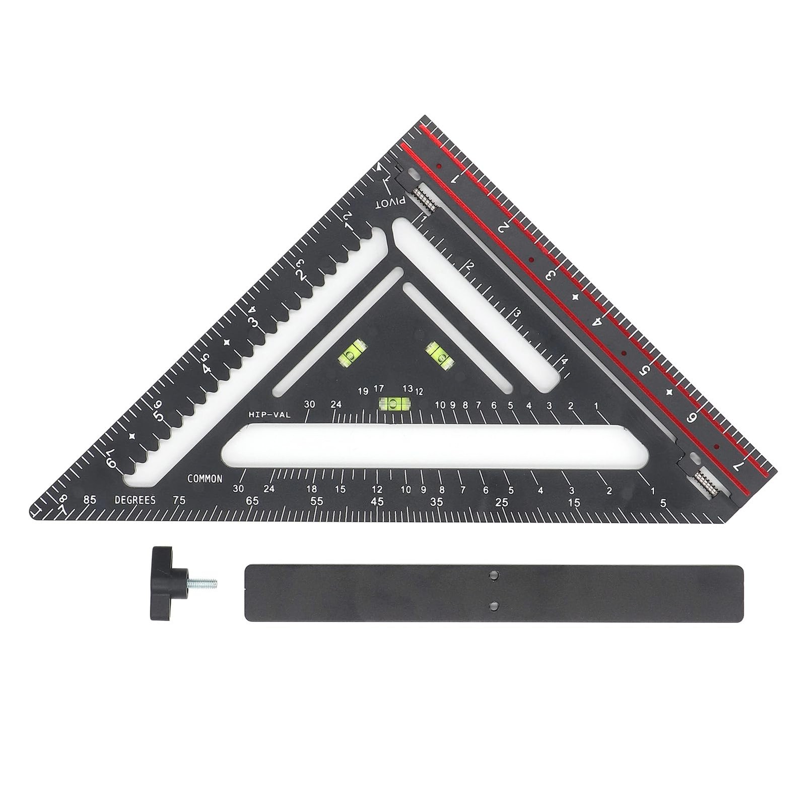 Folding Square Rafter with Level, Advanced Carpenter Square, Jig Black