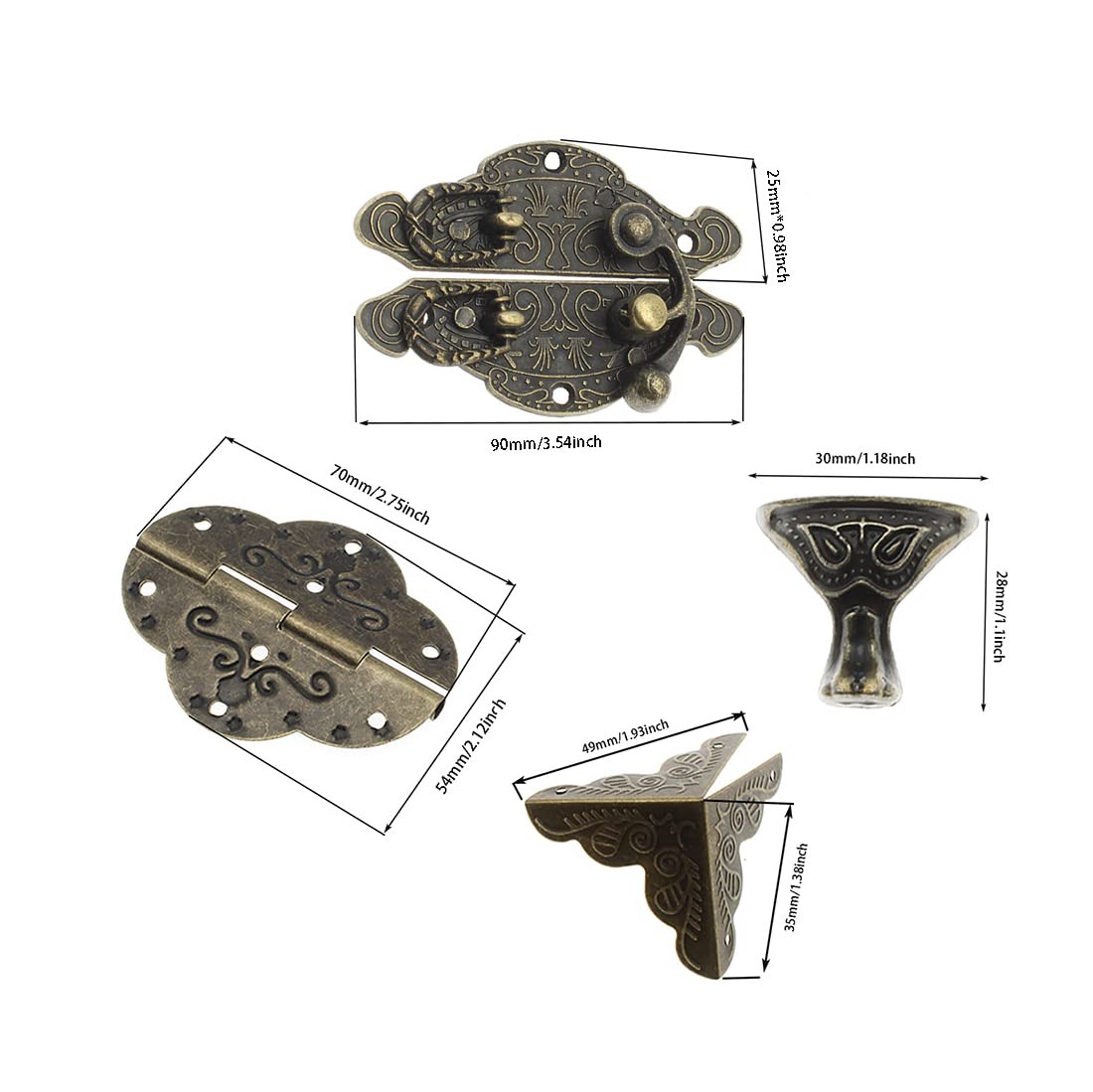 HAJXZH Jewelry Box Hardware Kit Antique Buckle Latch Large, Large buckle