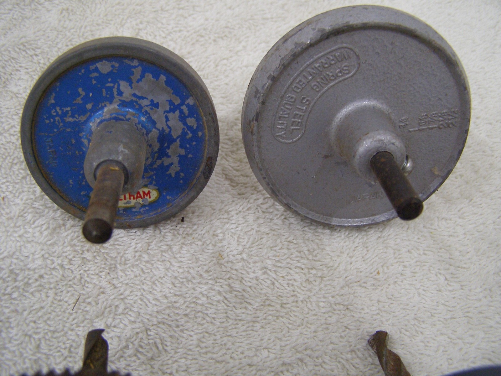 4 Vintage Hole Saws W/ Blades 2 USA Made 2 Japan Made Great Neck & Waltham