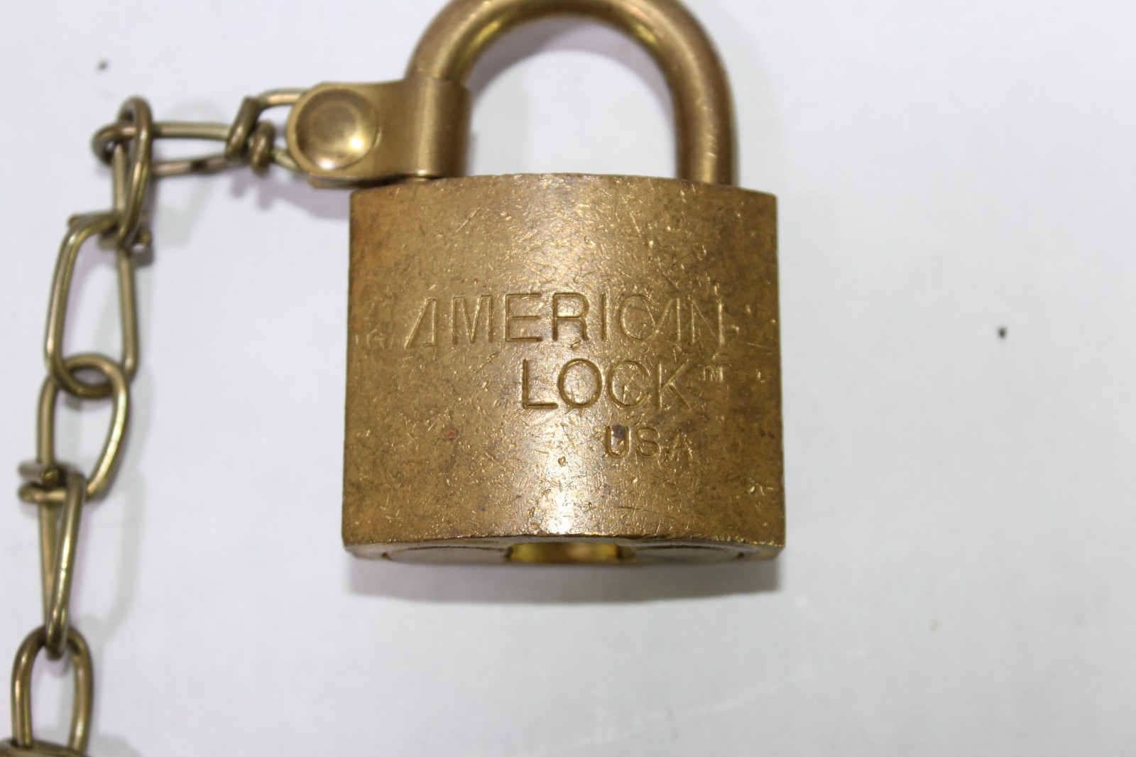 American Lock Company Collectible Brass Chain Padlock With 2 Keys