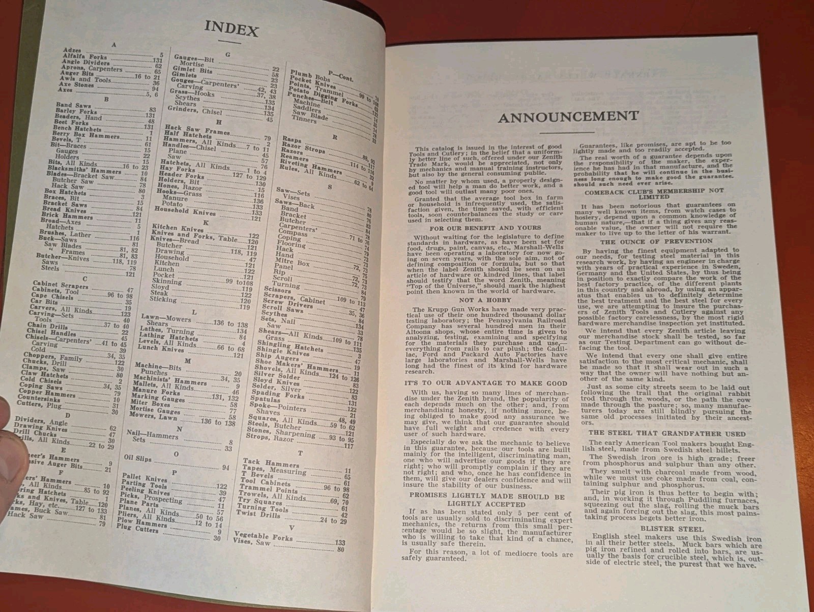 Zenith Tools and Cutlery Catalog C-1987 Reprint, Exc Cond.
