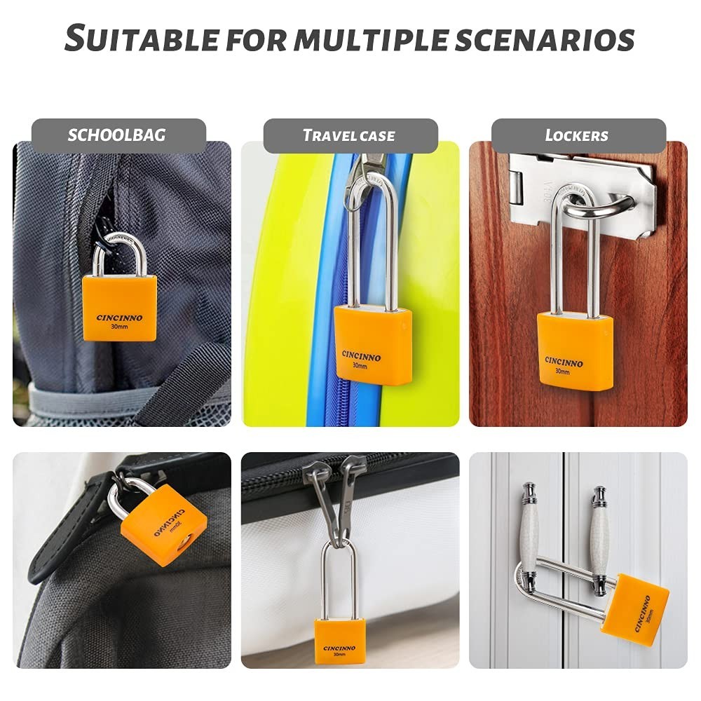 Set of 8 Weatherproof Aluminum Padlocks, 30MM Keyed Alike for Sheds, Lockers, To