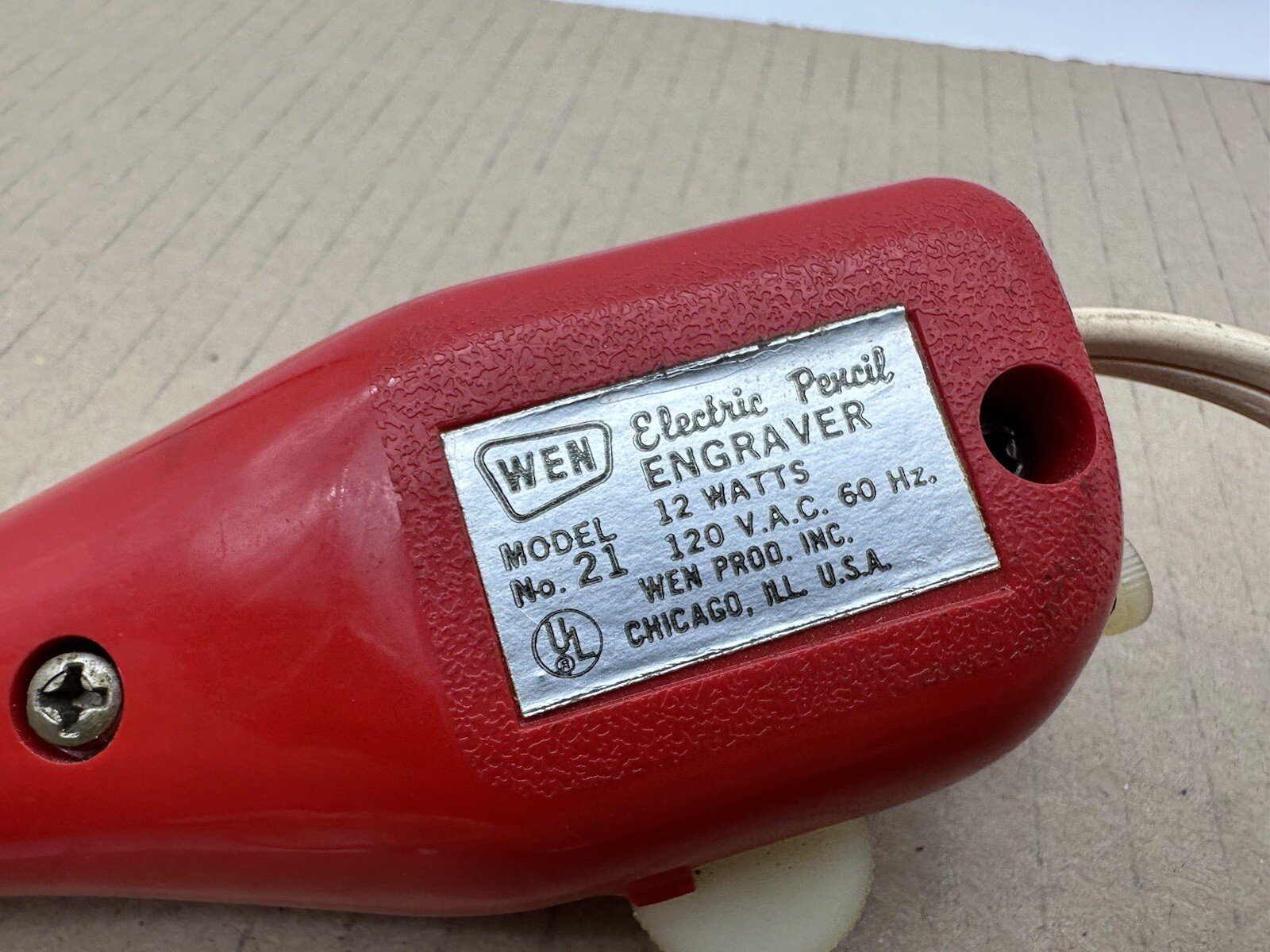 Vintage Wen Model 21 Electric Pencil Engraver Tool, Tested Working Made In USA