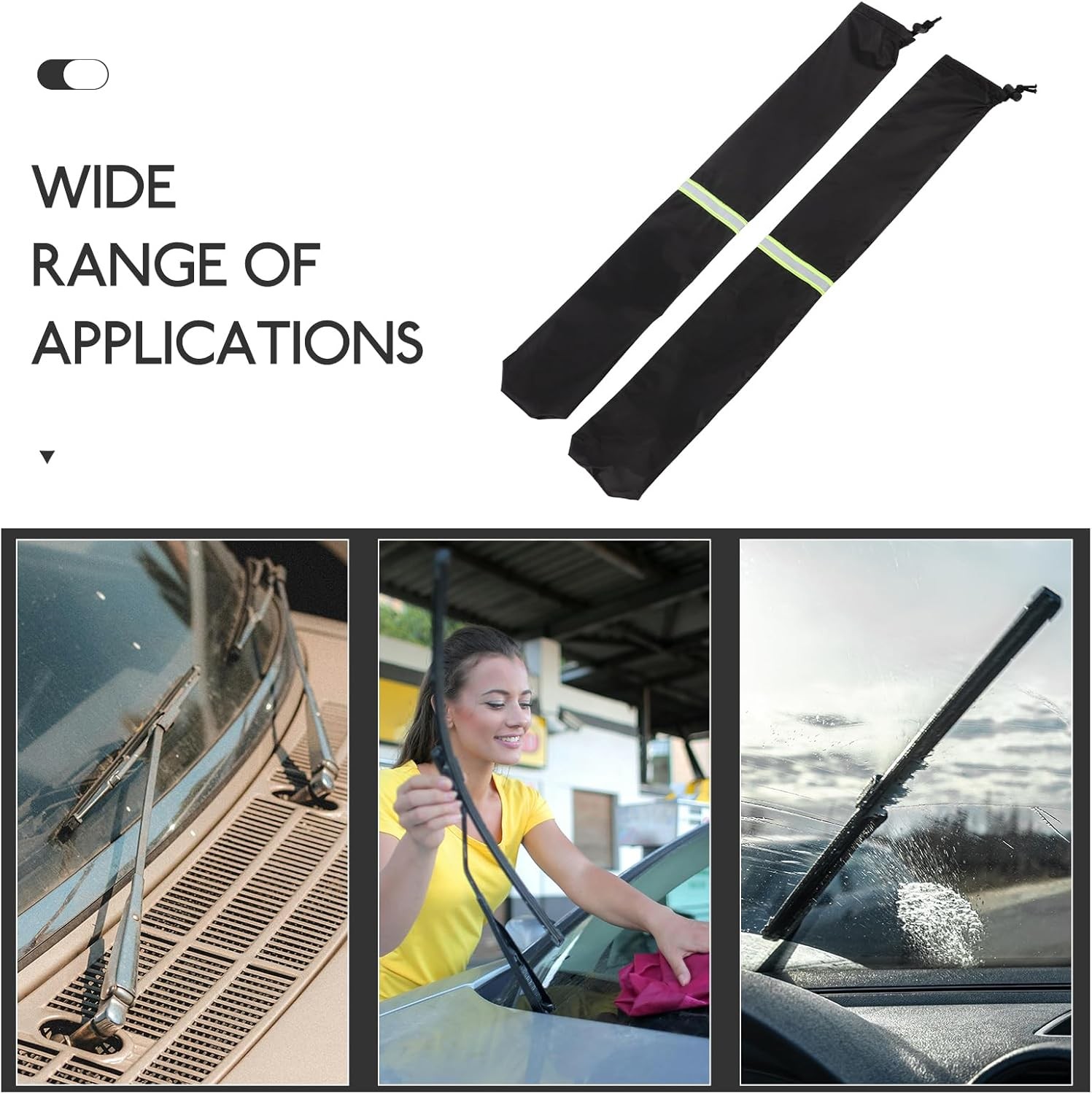 2Pcs Wiper Blade Protectors, 25.5×3.9in Polyester Car Windshield Wiper Covers