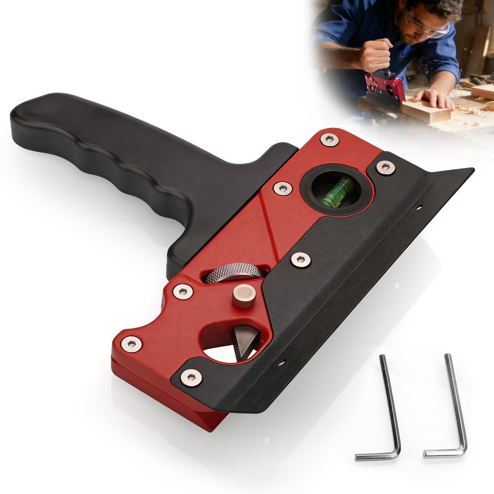 Chamfer Plane Hand Chamfering Wood Planer Woodworking Edge Corner Tool w/ Levels