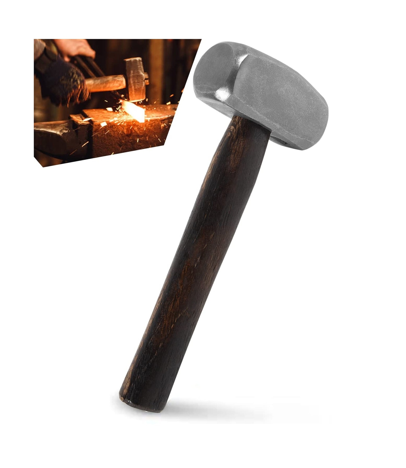 Blacksmith 3LB Handmade Forge Hammer for Farrier, Knife Maker, Blacksmith For…