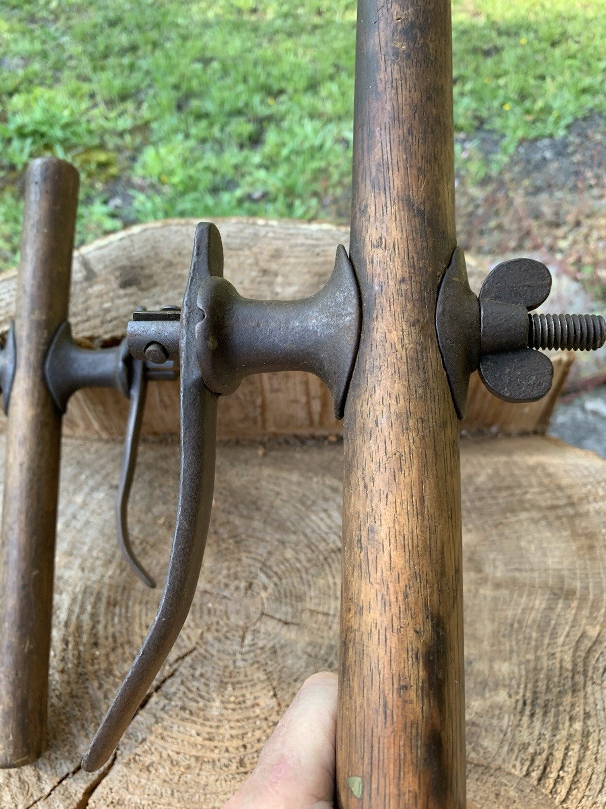 SET REVERSIBLE CROSSCUT SAW FALLING BUCKING HANDLES LOGGER LOGGING LUMBERJACK