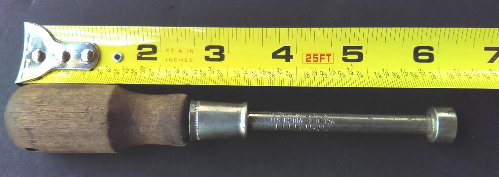 Walden Worcester Spintite 3/8″ Nut Driver #3412 Wooden Handle Made in USA