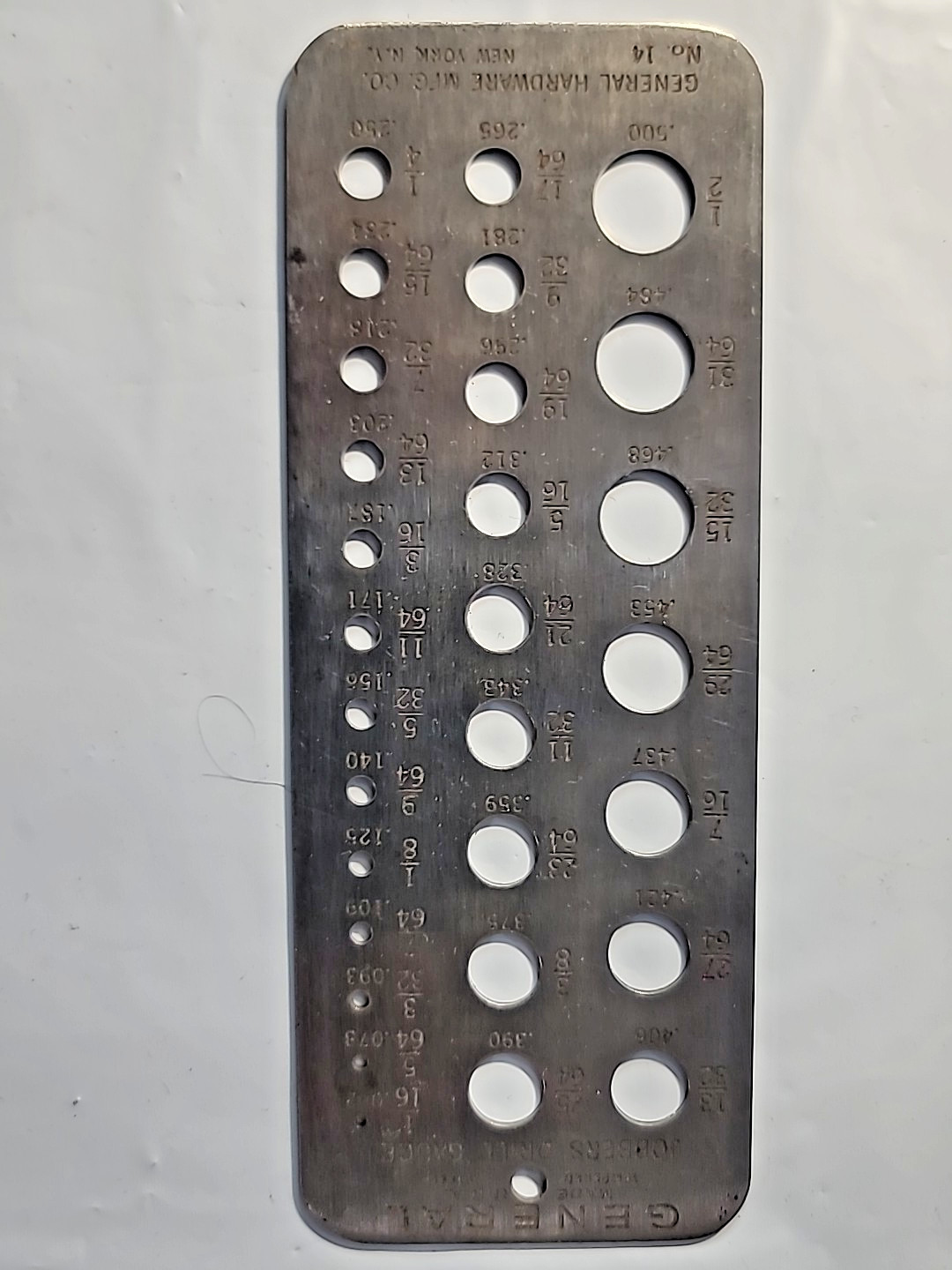 Antique No. 14 Jobbers Drill Gauge By General Hardware Co. Fir Machining, USA/NY