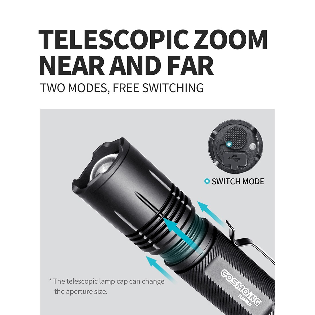Red Light LED Flashlight Zoomble 600LM Rechargeable Astronomy Night Vision Lamp