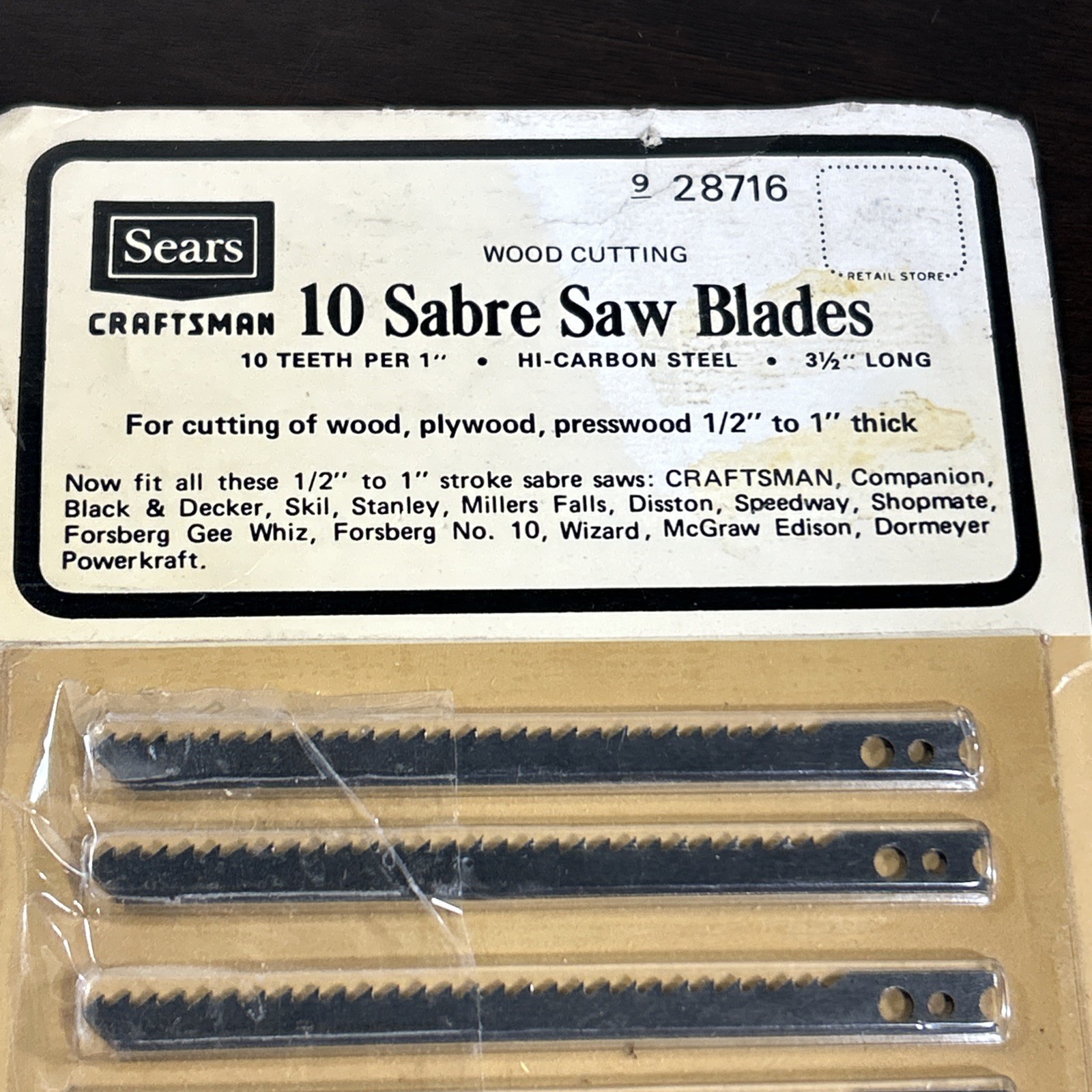 10-Pack of Sears Craftsman Sabre Saw Wood Blades 10 Teeth Per Inch New Old Stock
