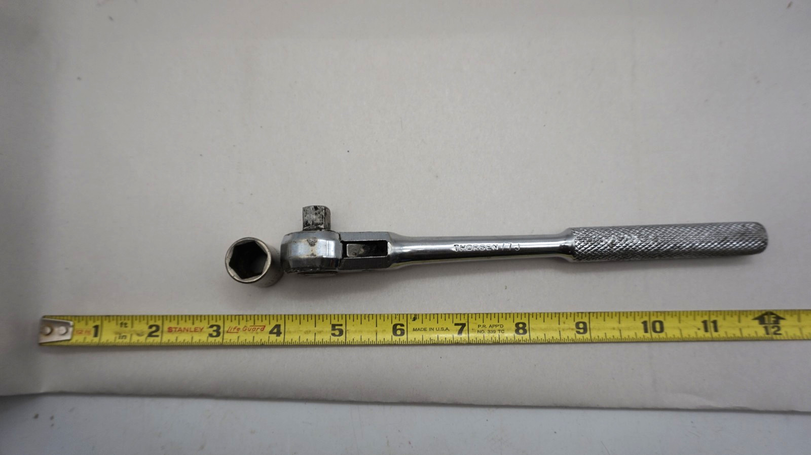 Vintage Thorsen No. 77J, 3/8″ Drive, Open Style Ratchet Bonus 1/2″ 316X socket
