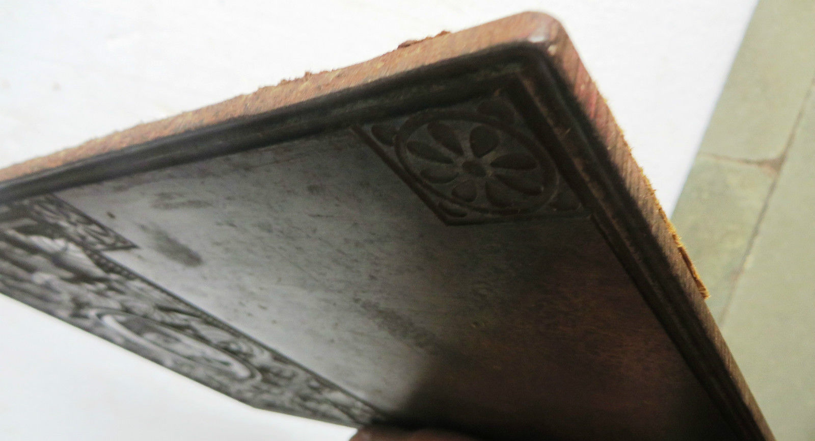 Antique Carved Graphic Emboss die Mold Plate Forged Iron Ganesha image & Flowers