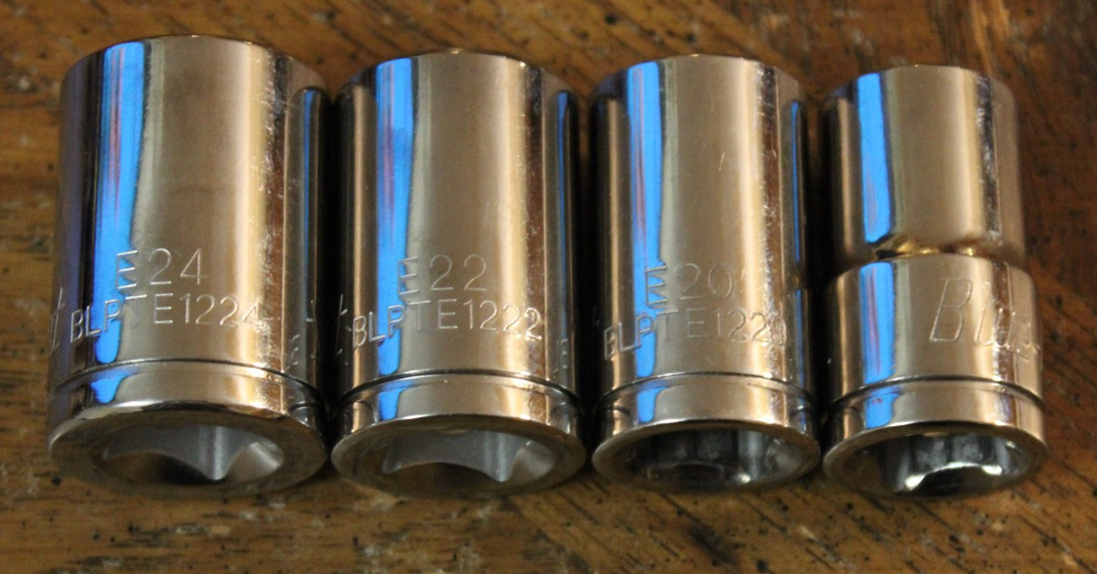 Blue Point Tools External Torx Socket Set 1/2″ Drive BLPTE1224, 1222, 1220, 1218