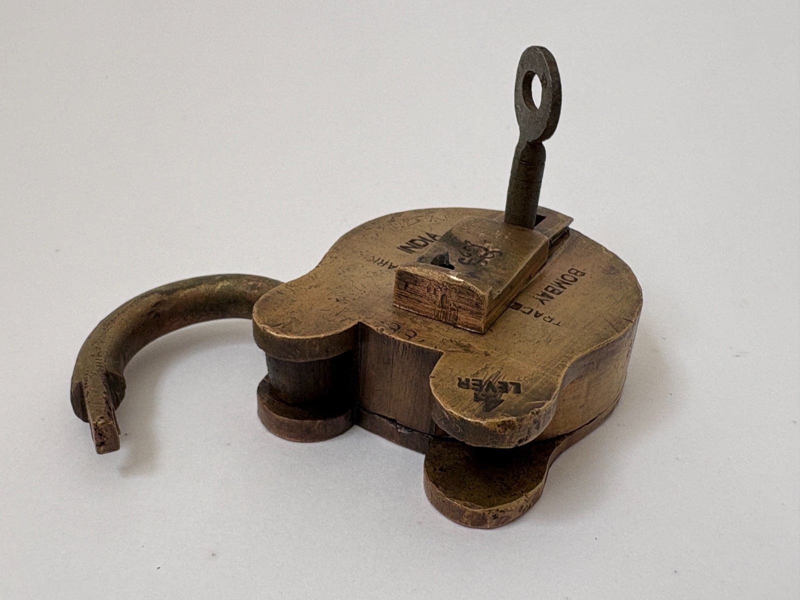 Vintage Old Brass Padlock Handcrafted Made In India India Bombay Bird Mark