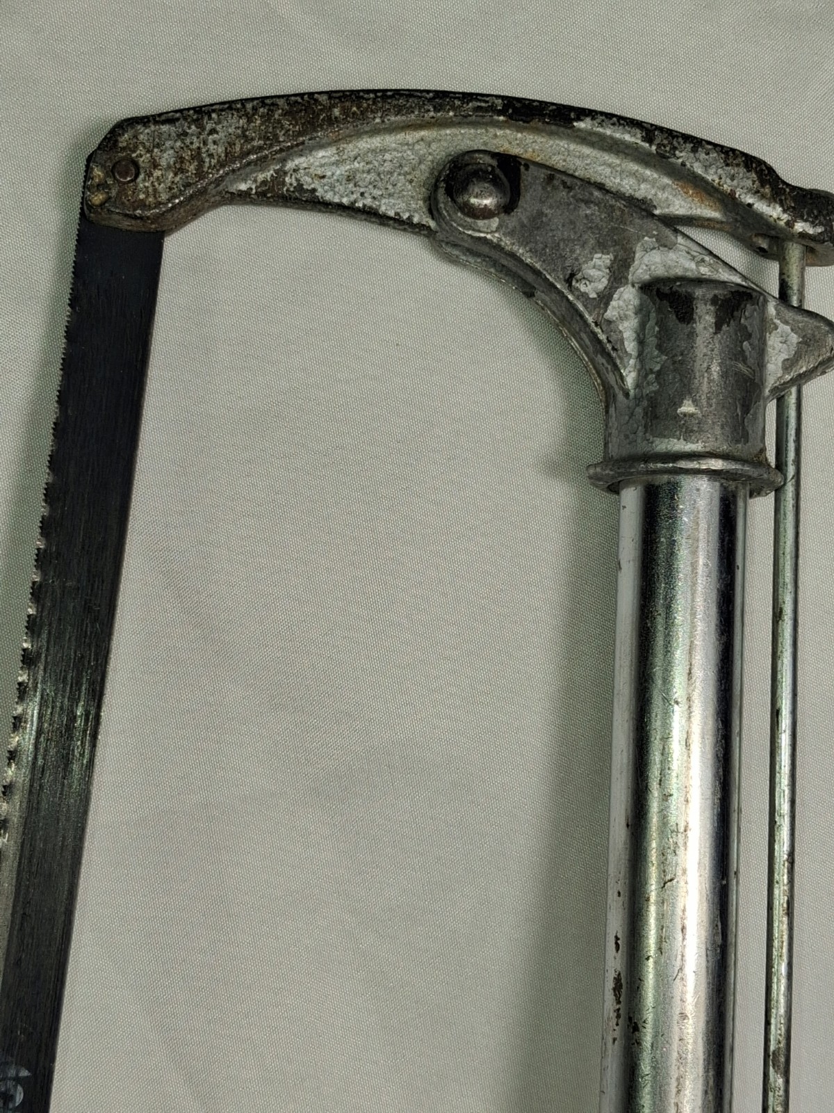 Vintage Continental Adjustable Hacksaw Cast Aluminum Frame Blue Handle Hand Saw