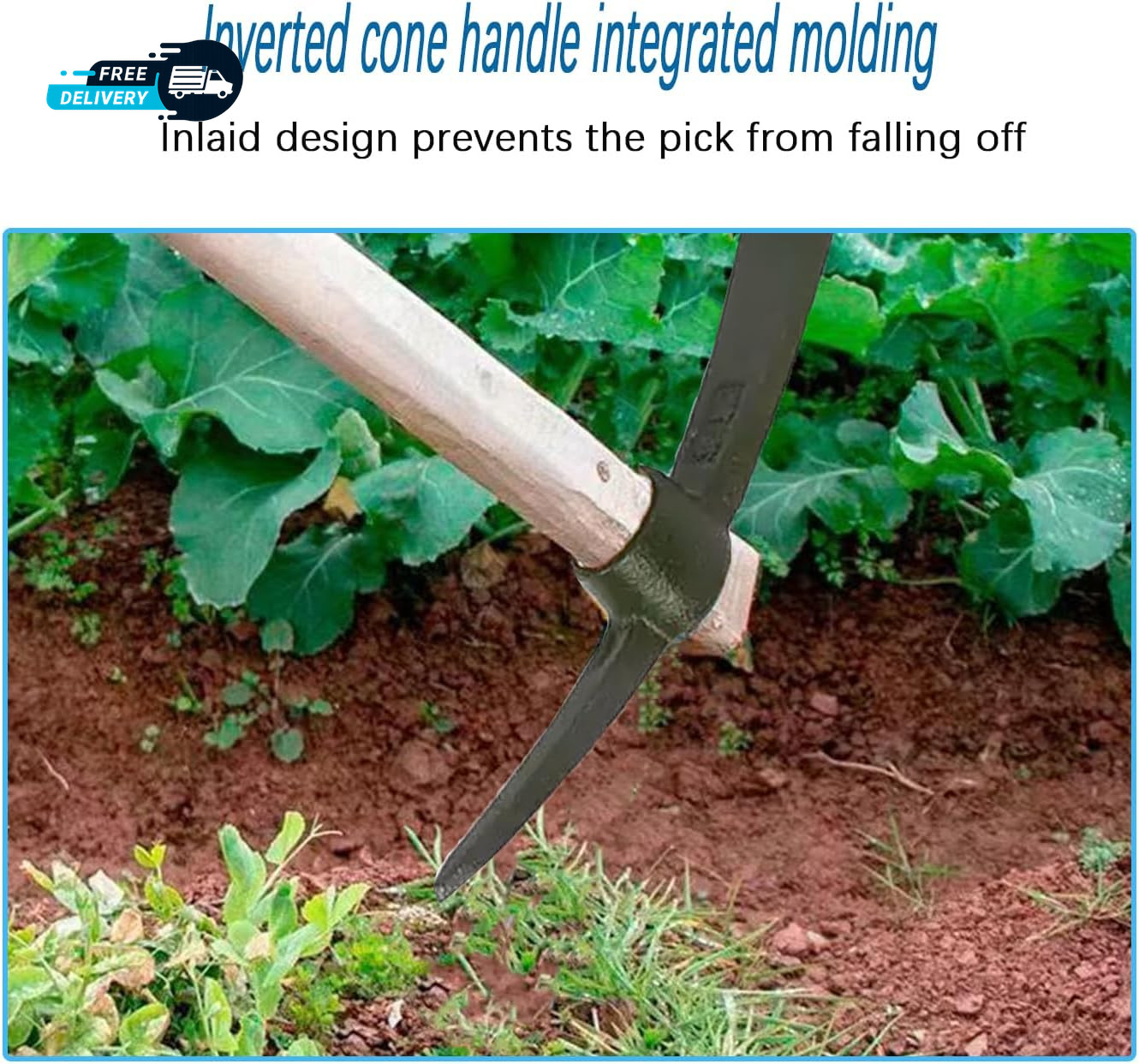 Forged Heat Treated One Piece Intact Cast Iron Hoe Weeding Garden Pick Axe