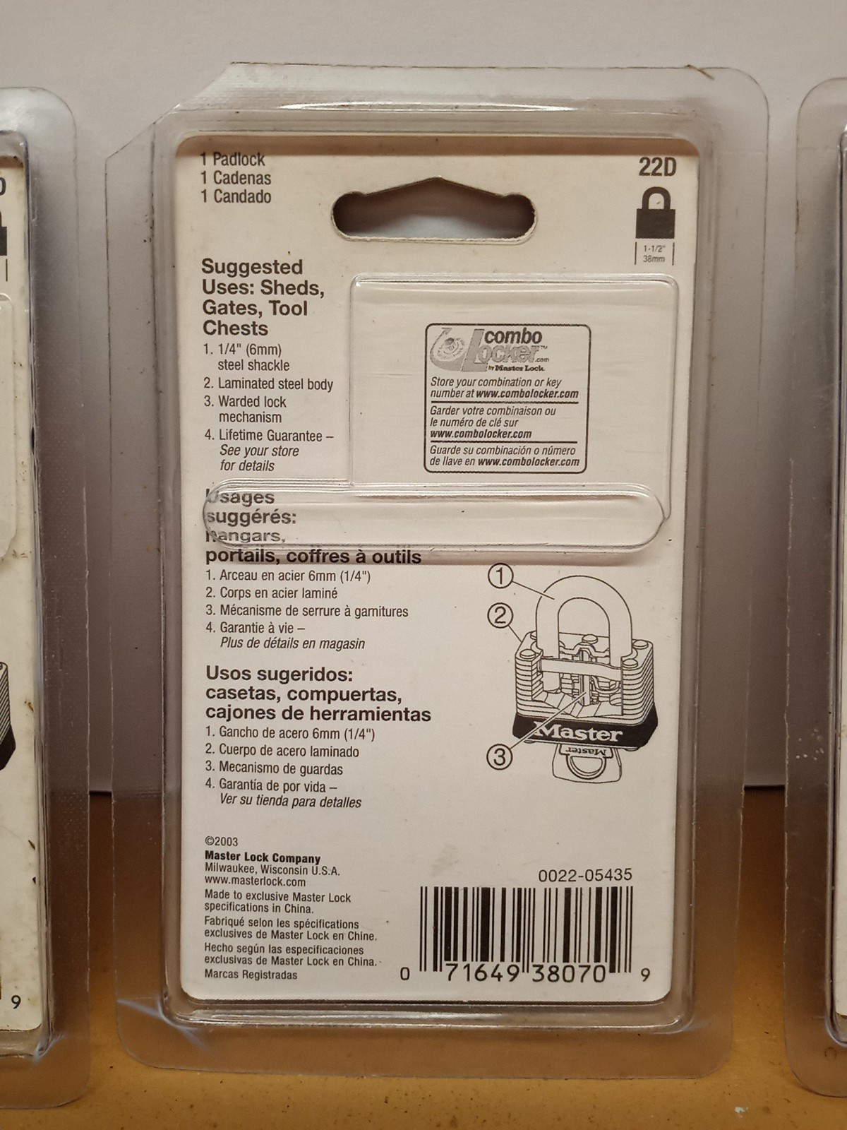 3 Master Lock Padlocks 22D