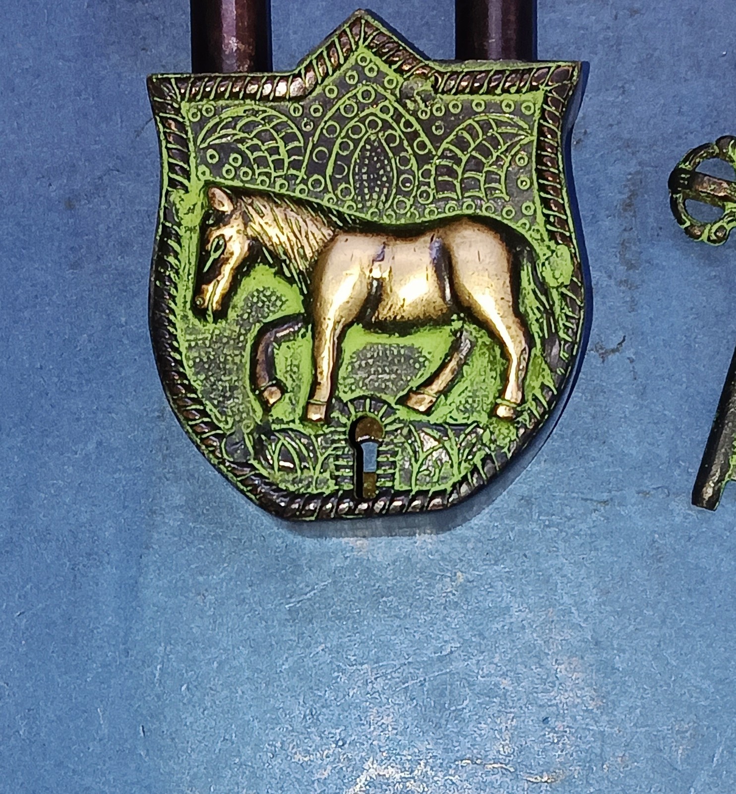 Horse Pony Lock Padlock Vintage Reproduction Brass Hand carved Tricky Lock GTX
