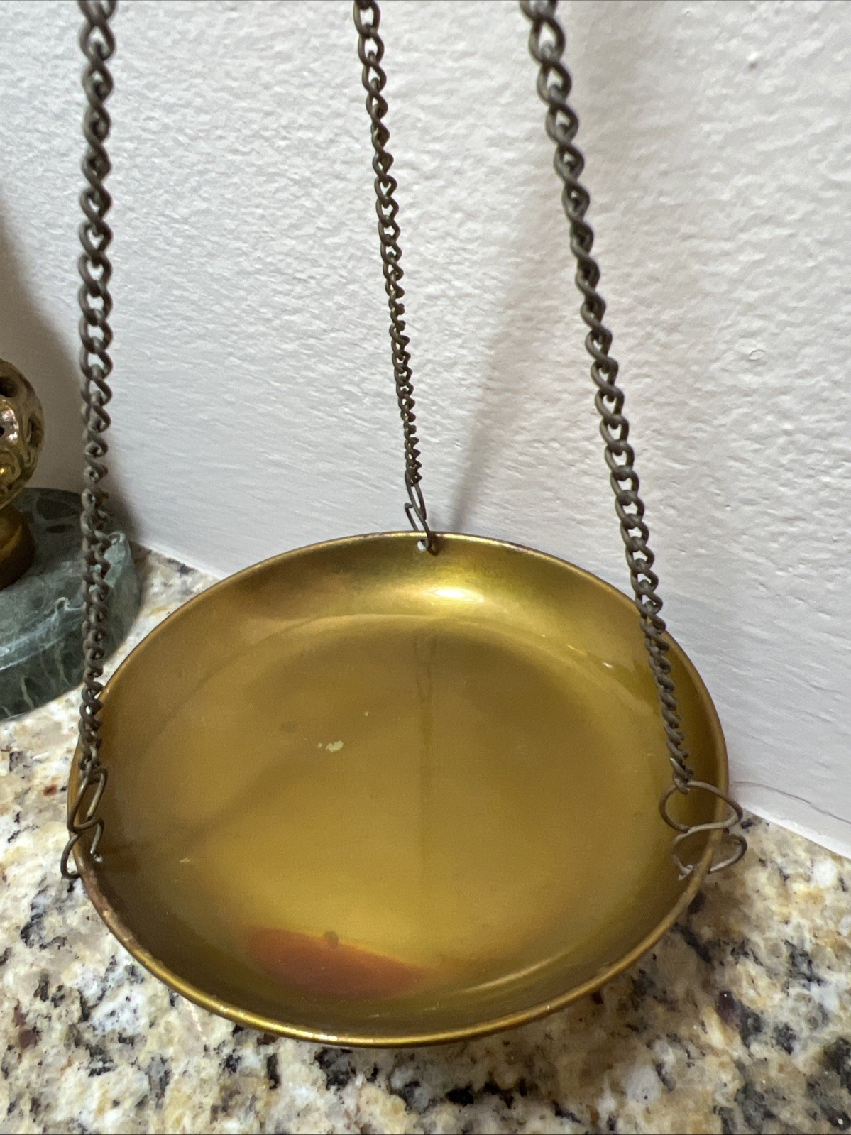 VINTAGE BALANCE SCALE, EAGLE TOPPER Green Marble and Bronze Import Japan ~15”