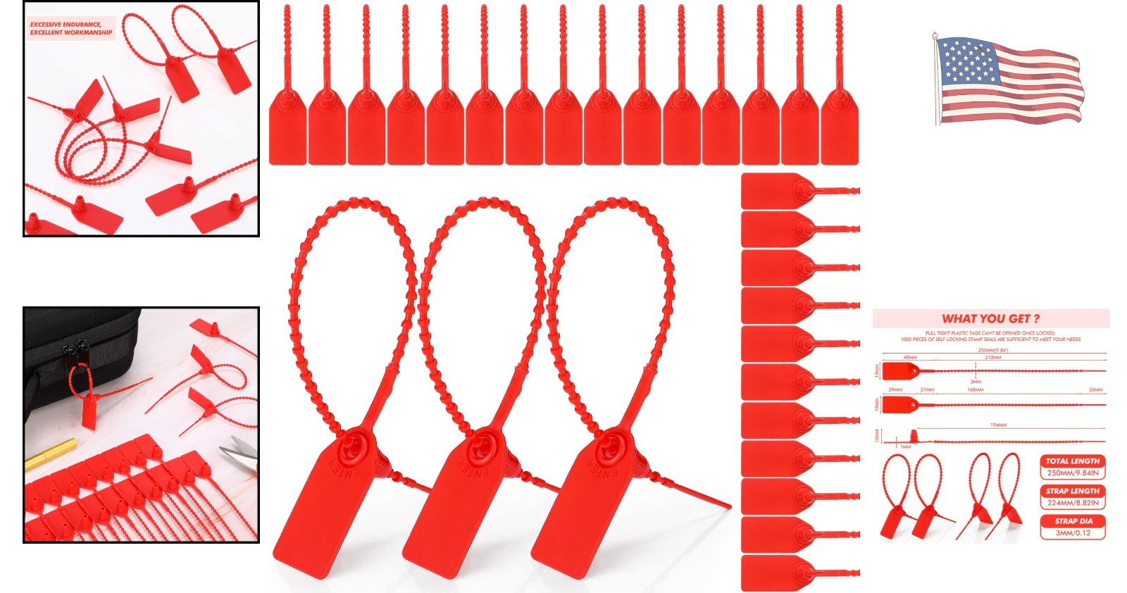 500 Durable Plastic Tamper-Proof Zip Ties – High Visibility 250mm Security Tags