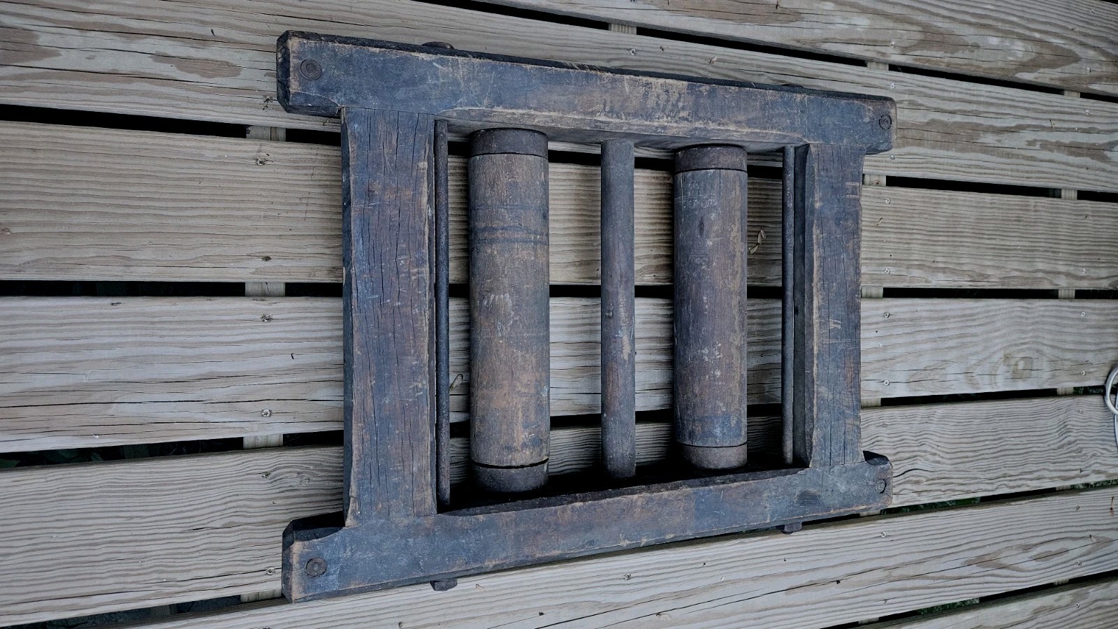 Antique Late 1800s Railroad Track/ Sawmill Lumber Roller-Double Unit- Rare Piece