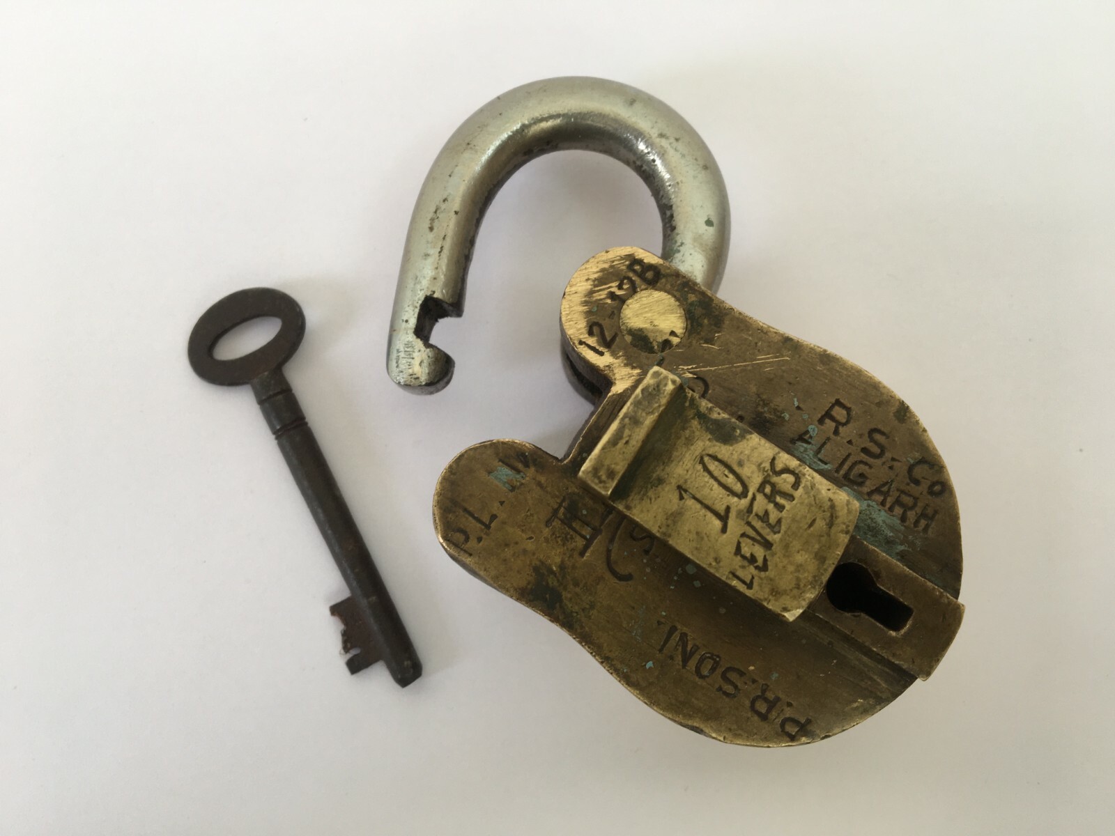 Lock Vintage Brass Padlock With Key Rich Patina Collectible 10 Levers Lion