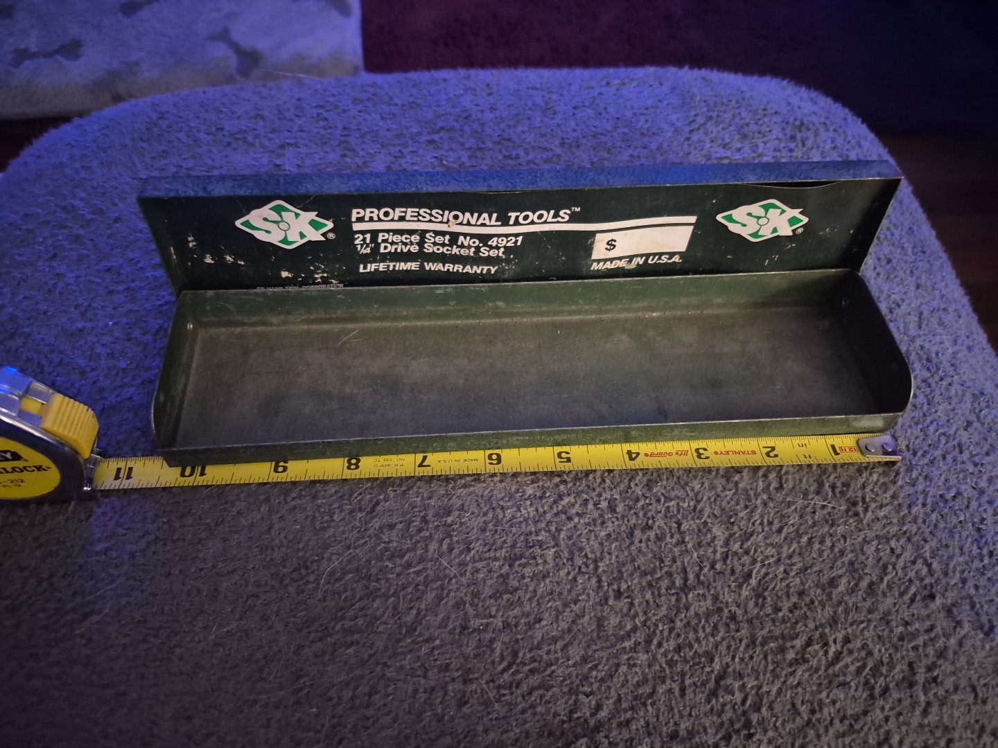 SK Wayne Tools Vintage 10-1/2″ x 2-1/2″ Empty Metal Socket Set Tool Box – USA!
