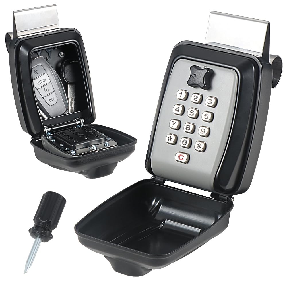 Lifronkit Car Window Punch Button Key Lock Box – Black Classic Style,
