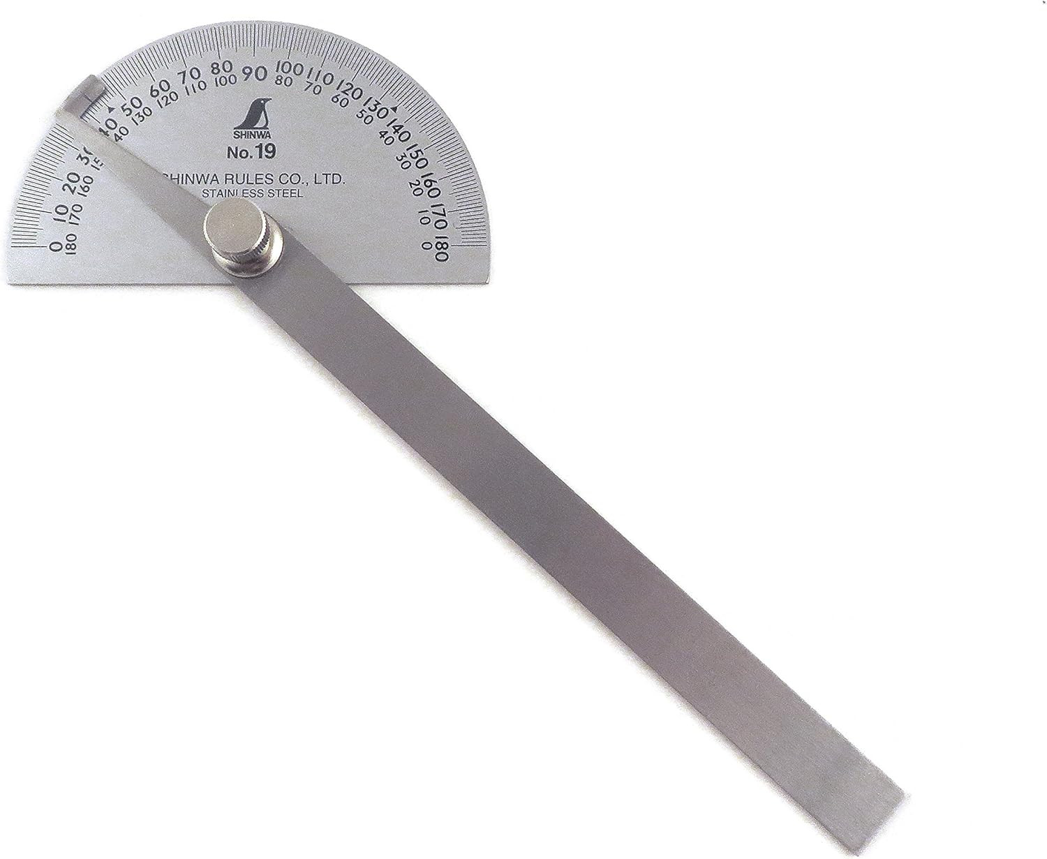 Japanese #19 Stainless Steel Protractor 0-180 Degrees with round Head