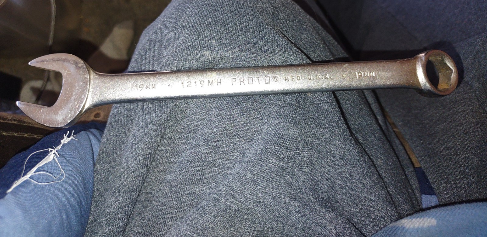 Vintage Proto 1219MH 19mm Metric Combination Wrench, 6 Point, Satin Finish