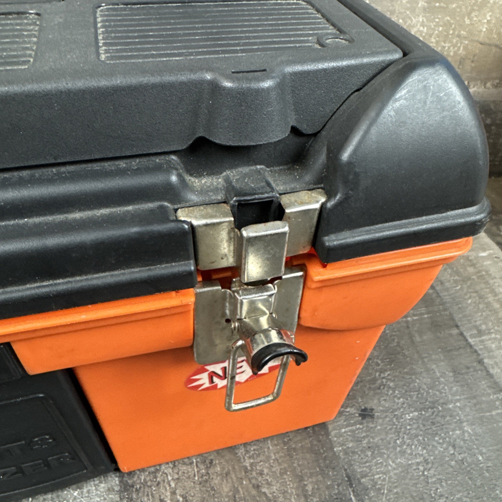 Vintage Orange Stanley 19 Inch Tool Box With Organizer Excellent Condition