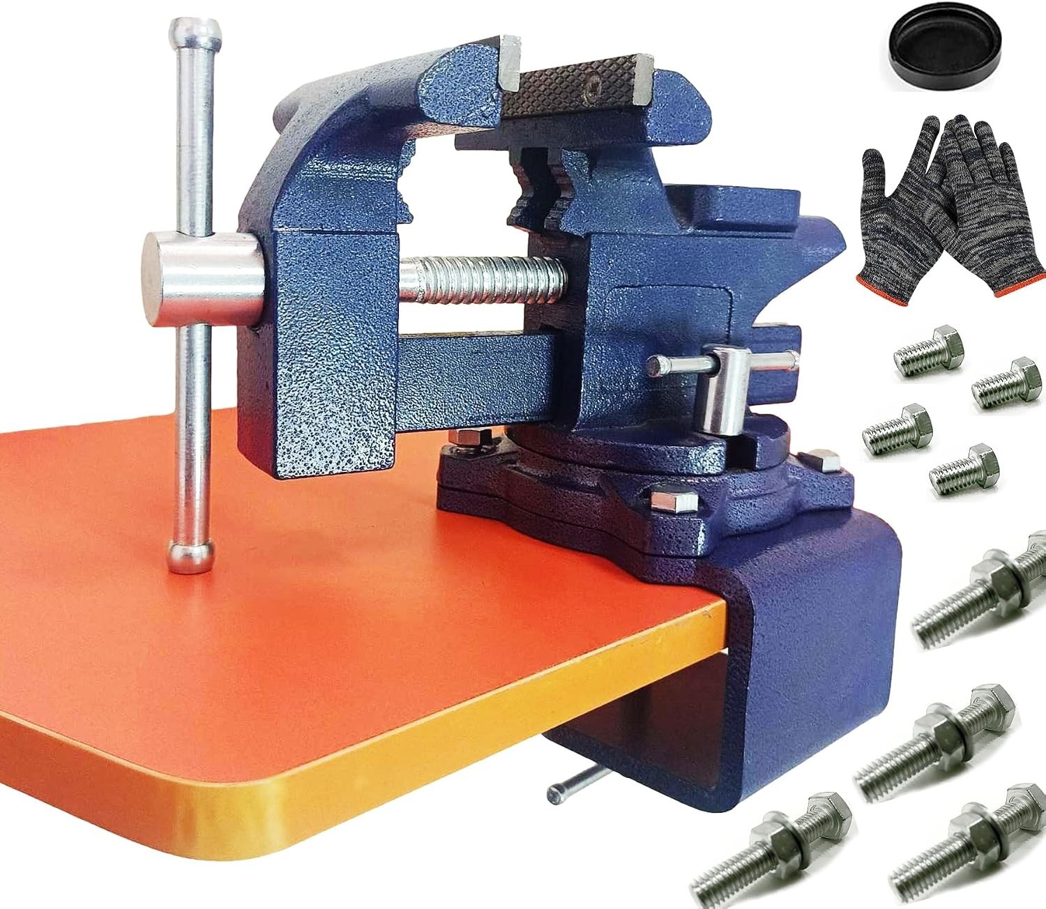 2-In-1 Bench Vise Heavy Duty, Blue, 6.0″ – Upgraded