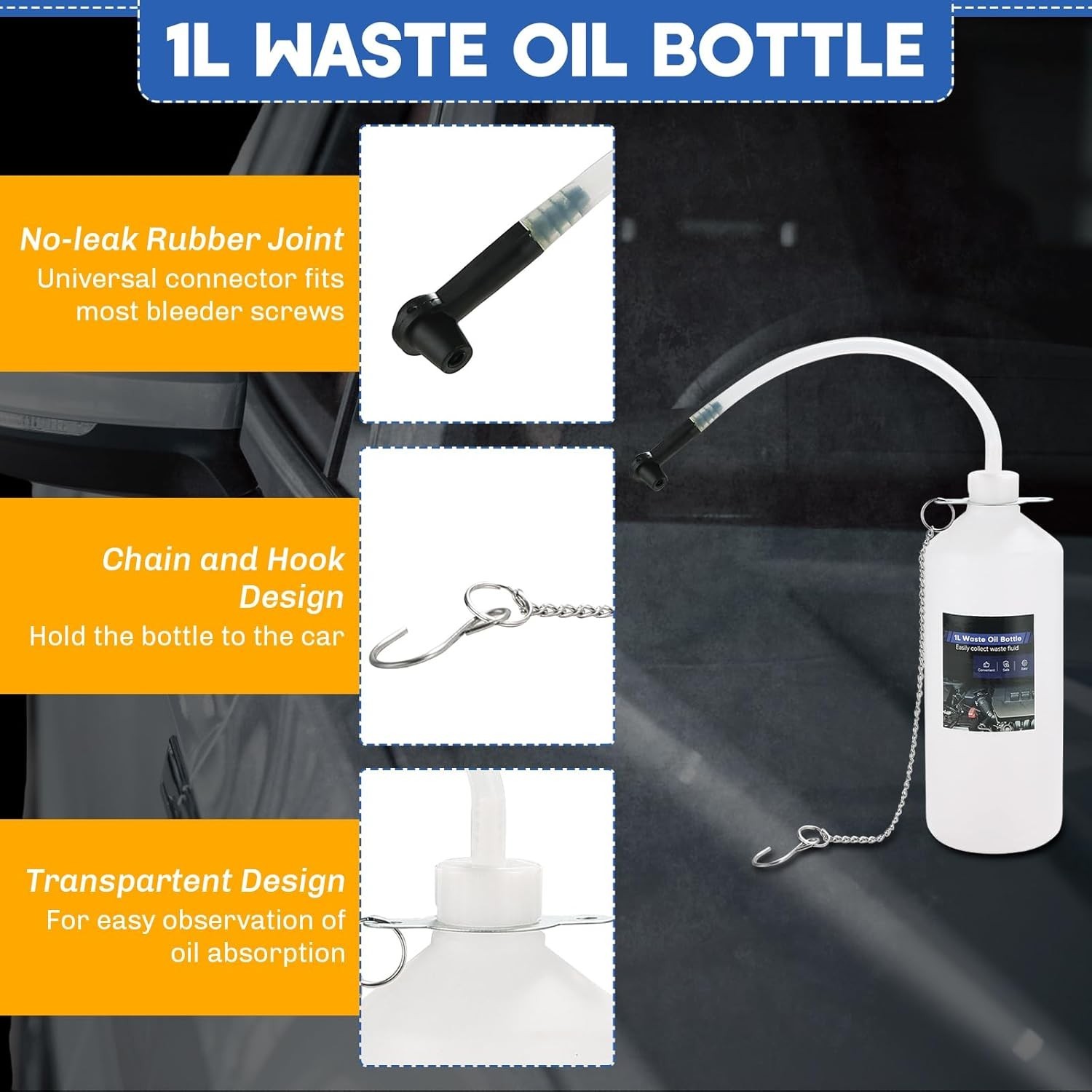 Manual Brake Bleeder Kit | One-Person Brake Pressure Bleeder Kit with 1L Brake F