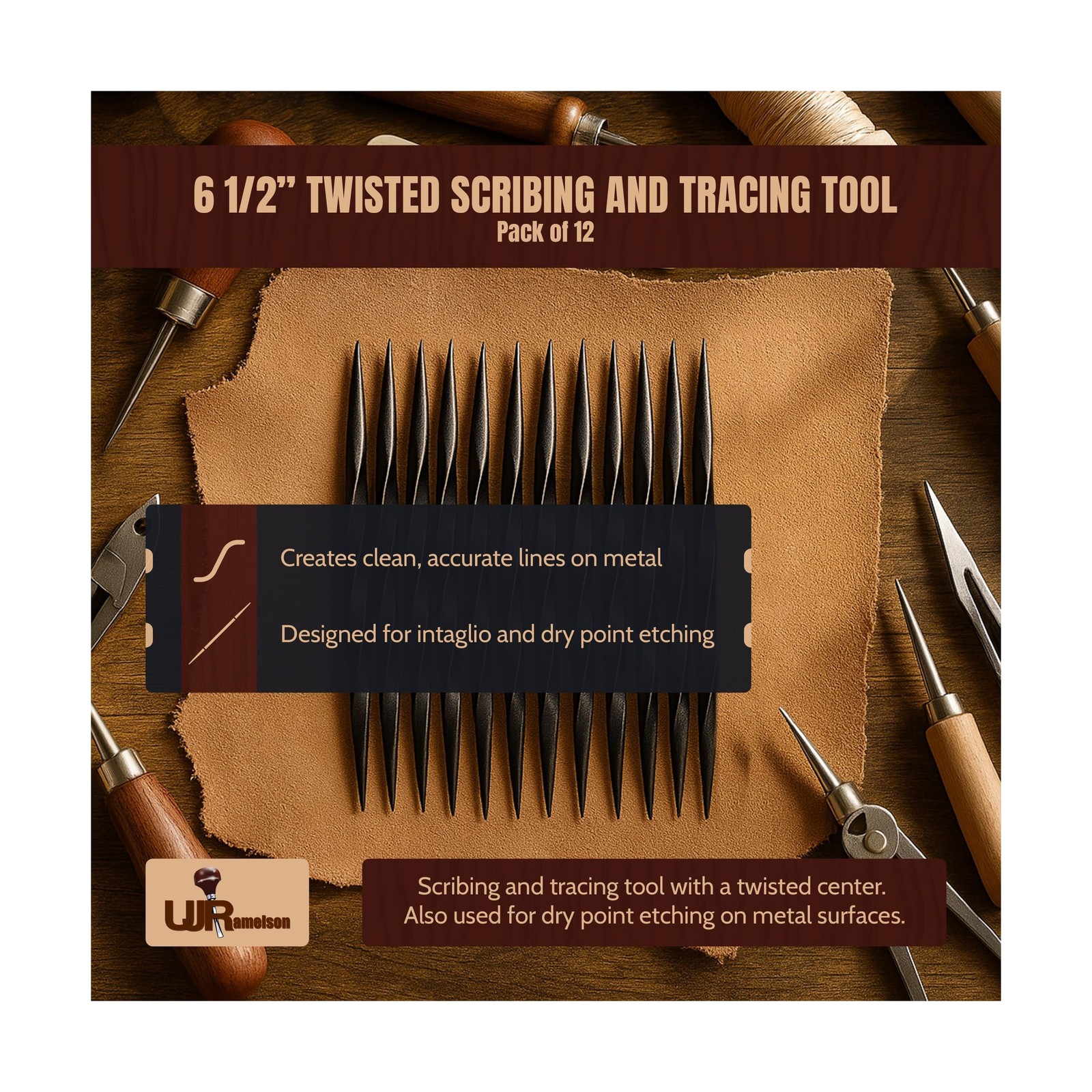 UJ Ramelson Twisted Scriber Needle for Intaglio and Dry Point Etching, Metal …