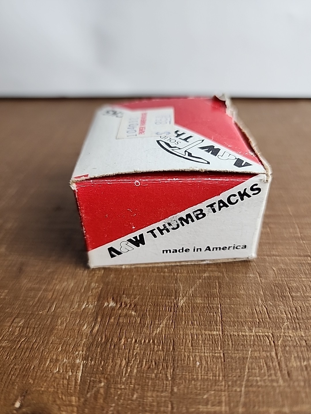 Vintage A & W Tru-Bilt Solid Head Thumb Tacks 92 Tacks in Original Cardboard Box
