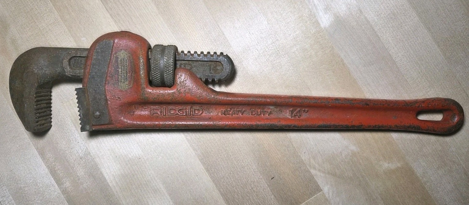Vintage RIDGID 14 Inch Heavy Duty Pipe Wrench USA Elyria Ohio