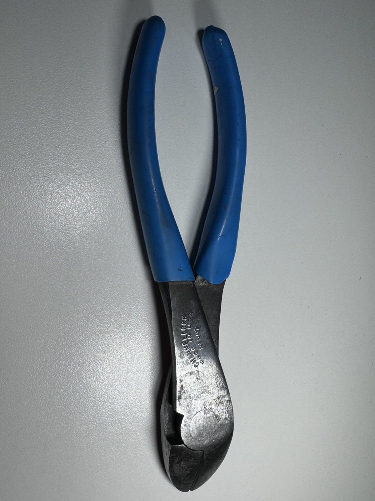Vintage Channellock No. 447 Diagonal Pliers – Bent Nose Cutting Pliers Blue Grip