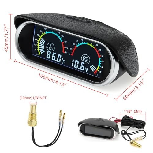 2 in 1 Auto Gauge Set Water Temp Gauge and Voltmeter, Water Temperature