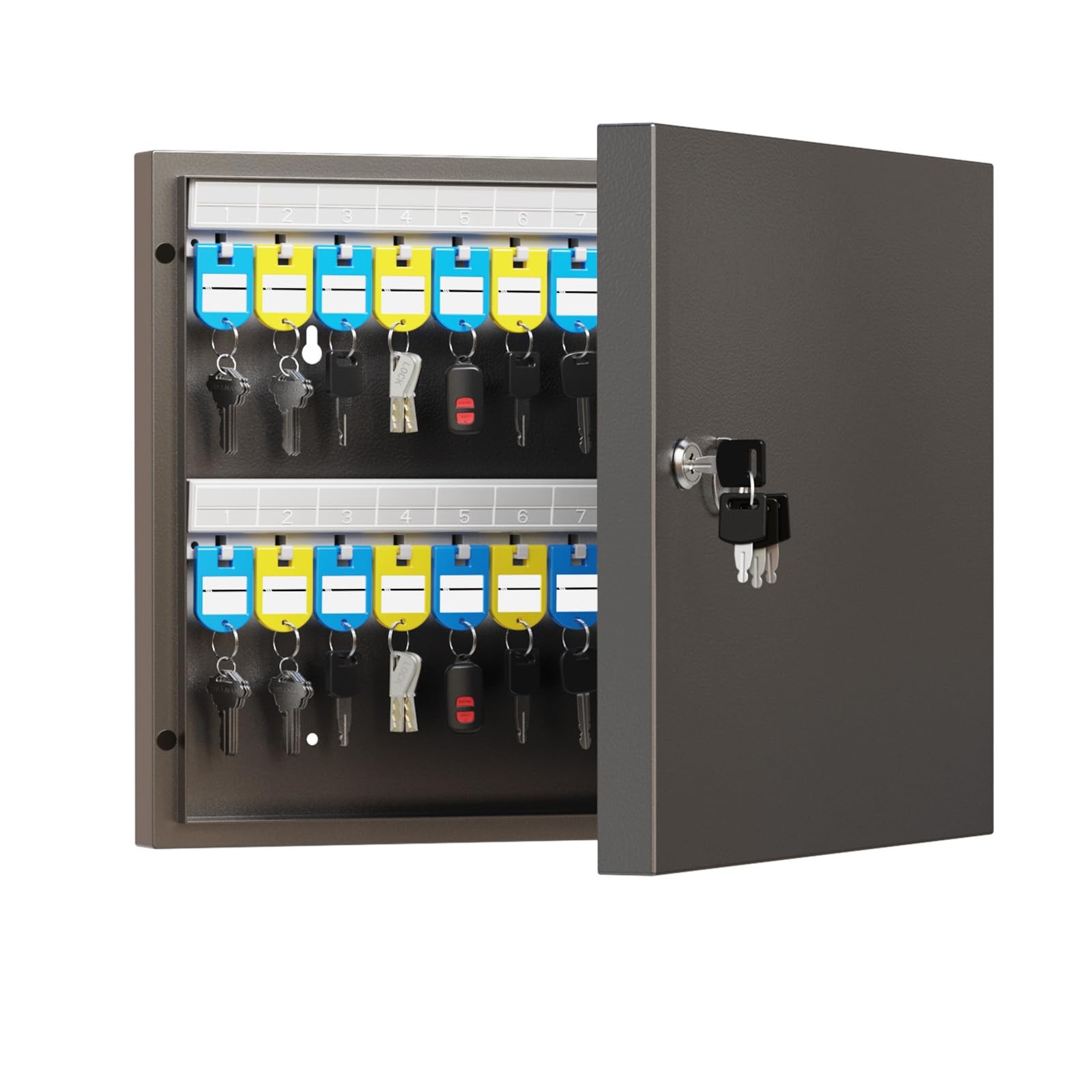 47-Keys Key Lock Box, Wall Mount Steel Organizer Cabinet 48 key, Black