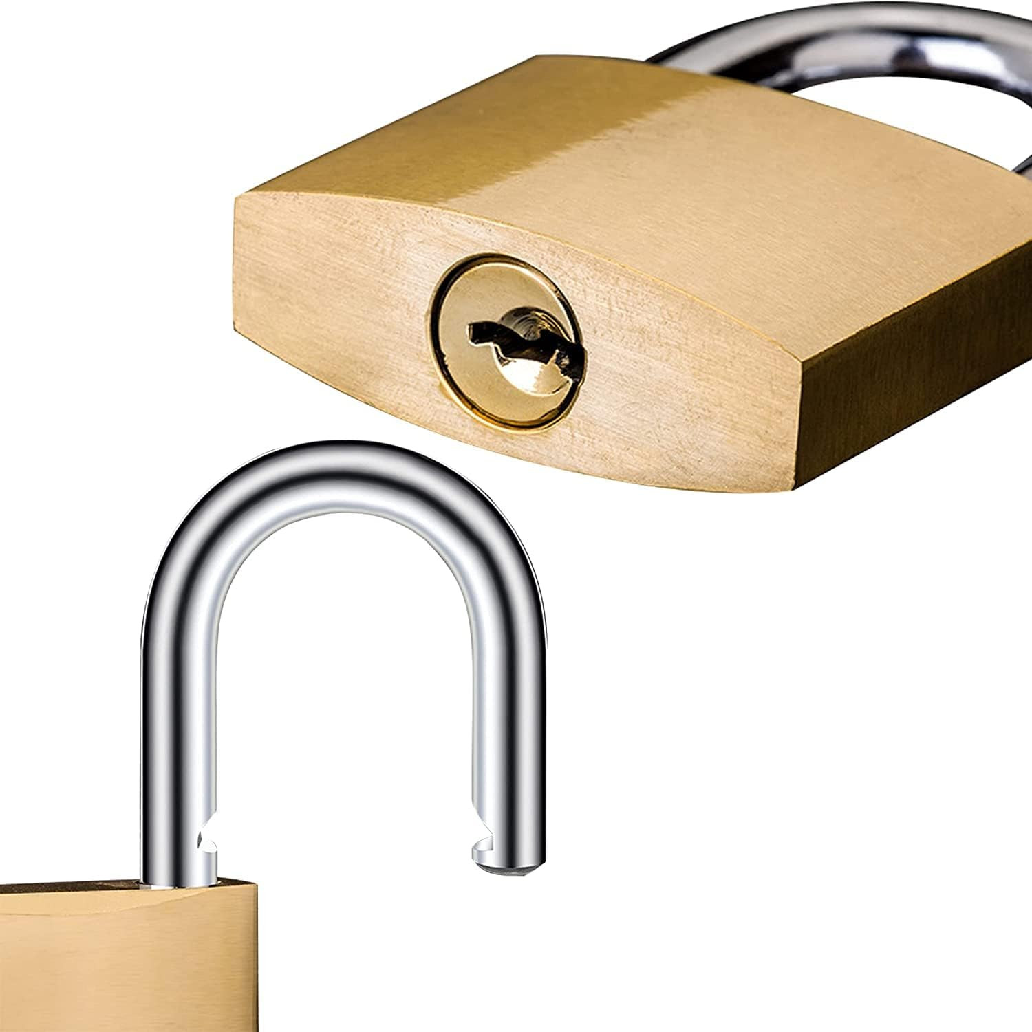 2 Pcs Small Keyed Padlocks, Locker Lock, Locks with Keys 32Mm, Gold, Compact, Ha