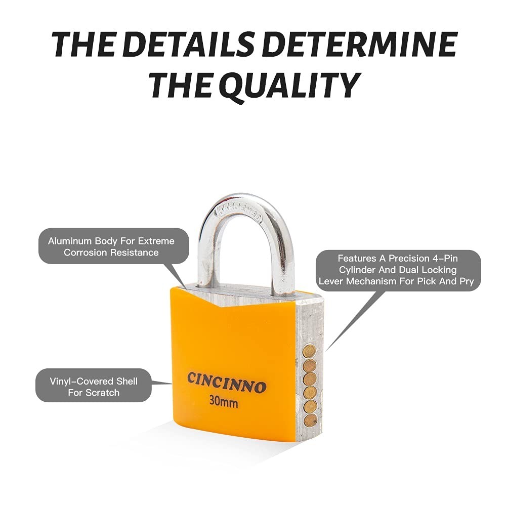Set of 8 Weatherproof Aluminum Padlocks, 30MM Keyed Alike for Sheds, Lockers, To