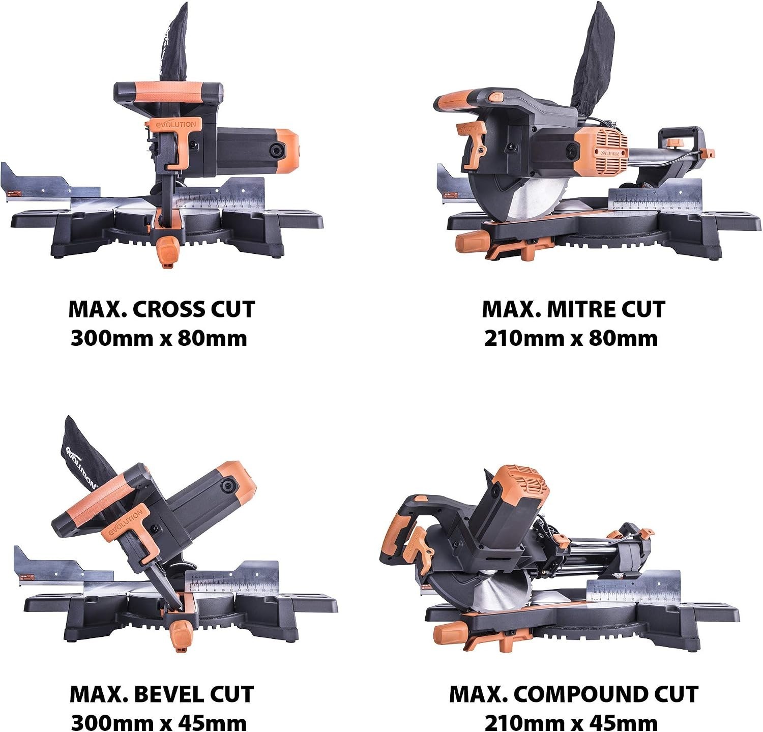 Evolution Power Tools R255SMS+ PLUS 10-Inch Sliding Miter Saw Plus Multi-Materia