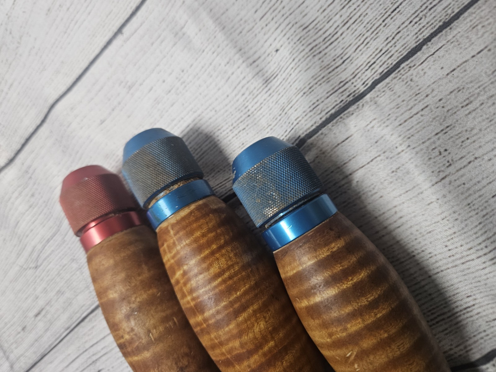 Wood Handle Turning Tools-Lot of 3-w/ Clewes 5/8th Stainless Steel Quick Release